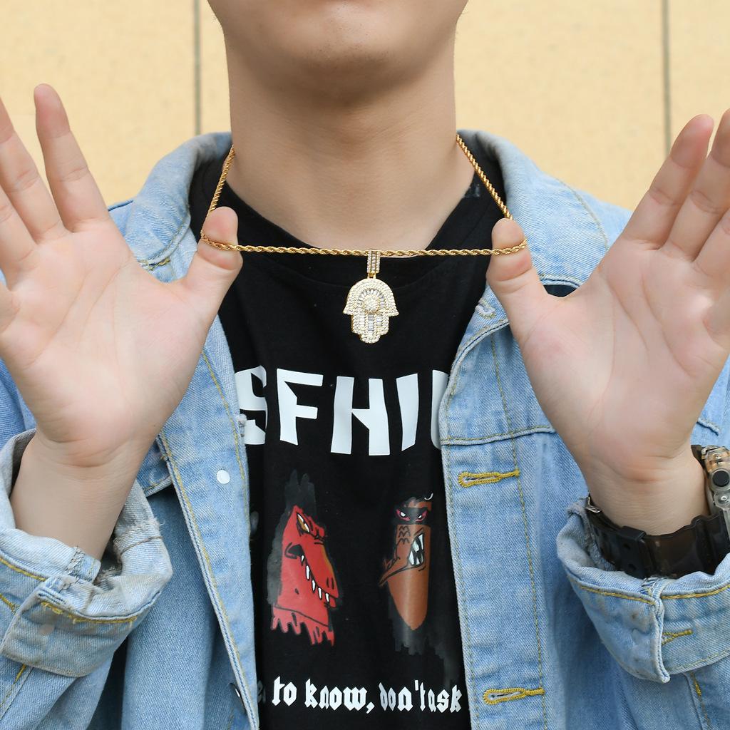 Fatima's Hand Diamond & Zircon Hip Hop Pendant