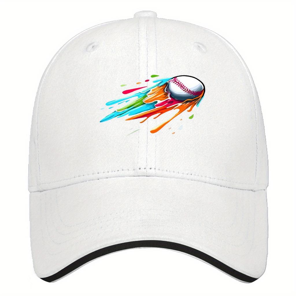 Splashing Baseball Graphic Baseball Cap Polyester Sporty Casual Hat for Baseball Fans Unisex