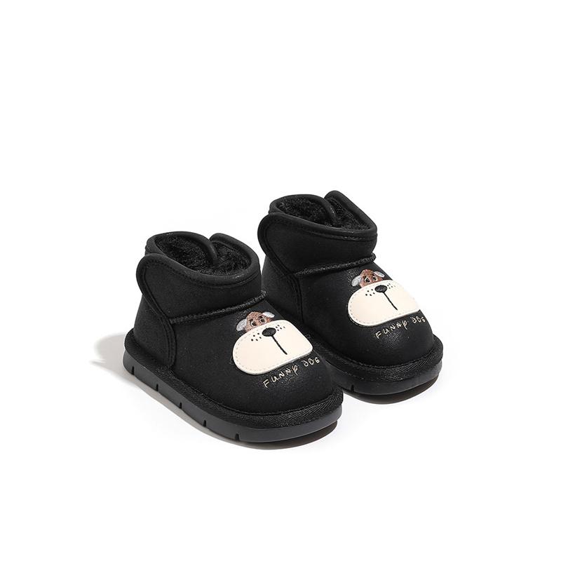 

Winter Baby Snow Boots Leather Warm Plush Infant Shoes Cute Hair Ball Soft Sole Toddler Girls Boots 16-25 26 чорний
