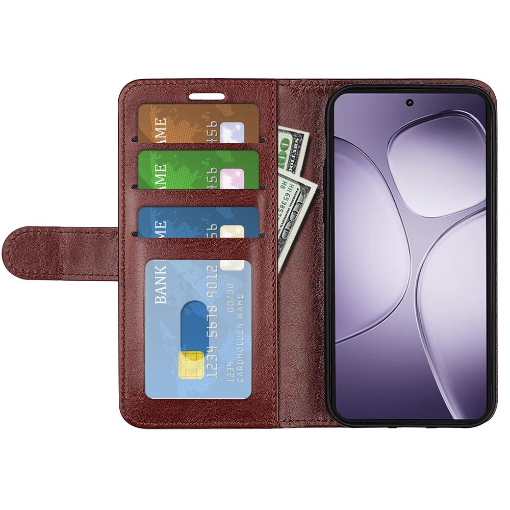 

For Xiaomi 14T Pro Wallet Case Crazy Horse Texture Stand Leather Phone Cover Brown