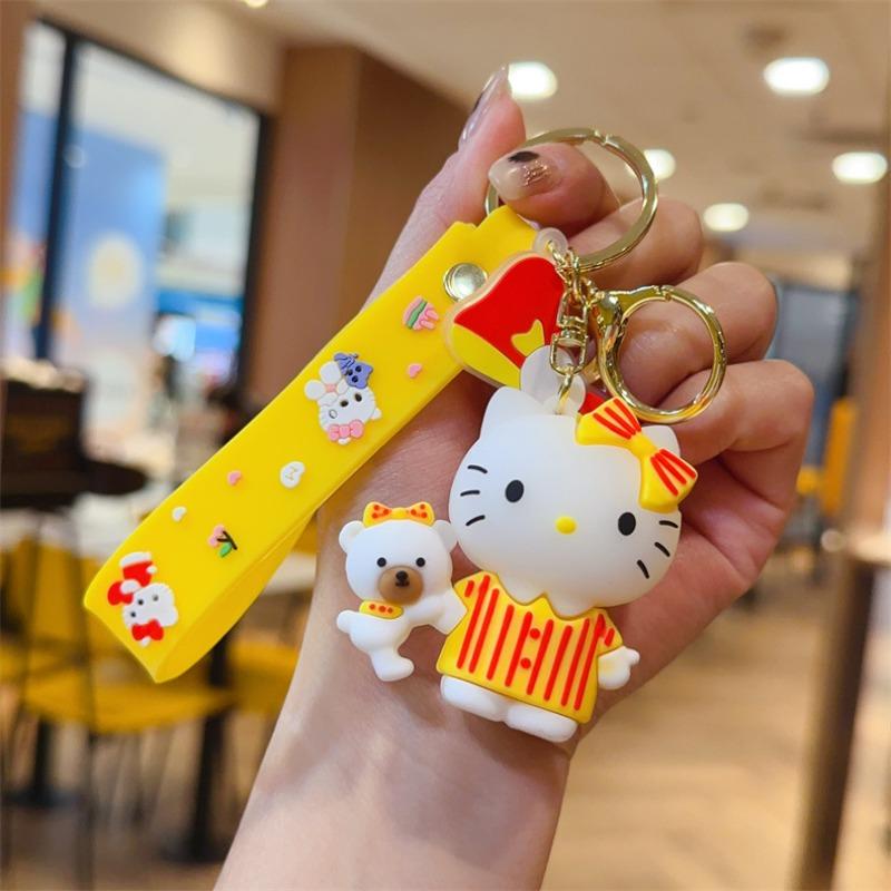 1 PC Cartoon Anime KT Cat Plush Toy Keychain, Bag Pendant, Car Key Ring Creative Gift, Suitable As a Gift for Friends