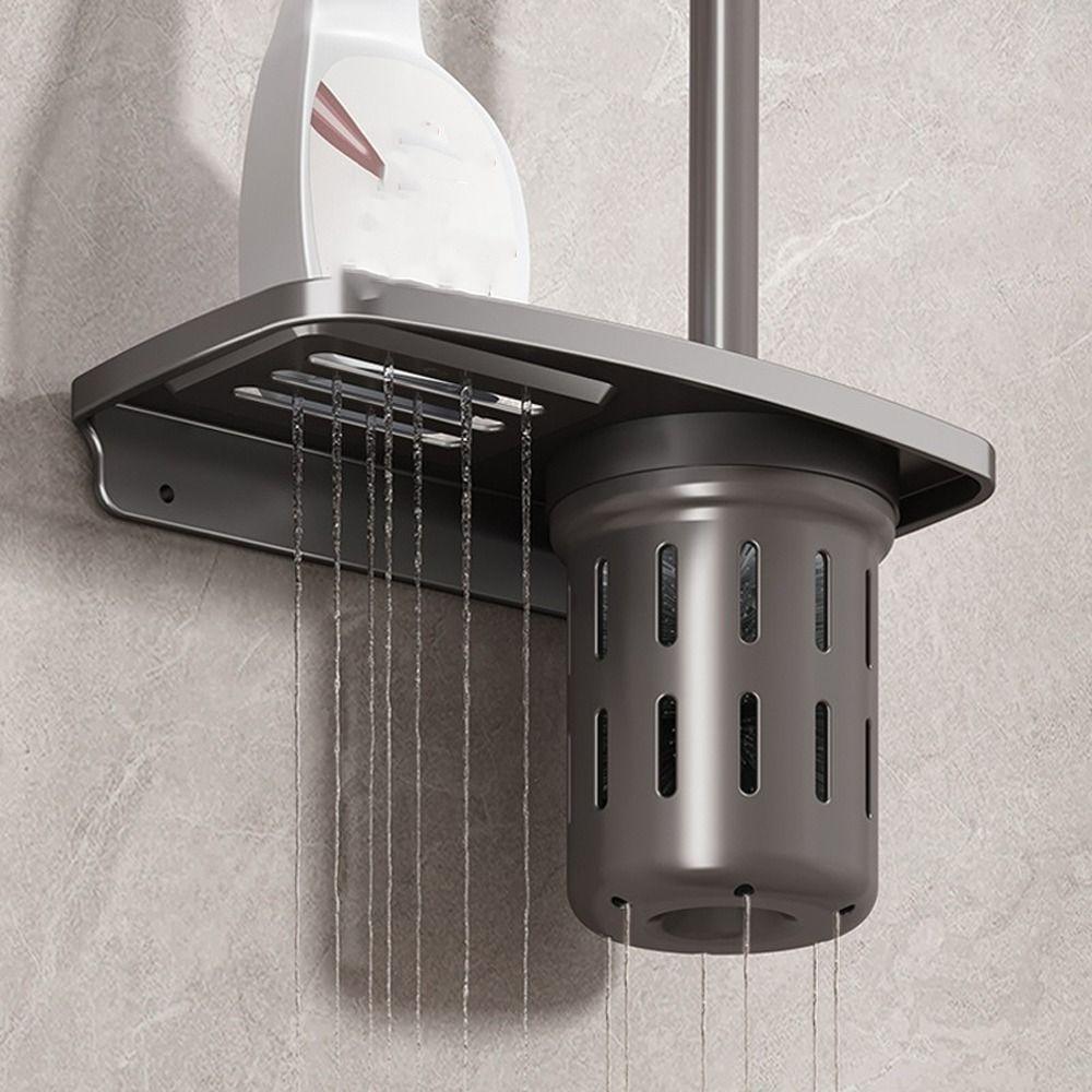 Space Aluminum Toilet Brush Holder Set No Punching Toilet Cleaning Tool  Household Cleaning