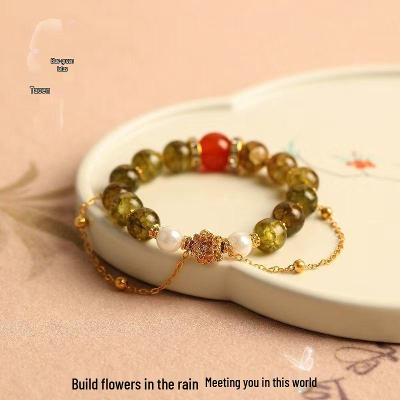 Clear Lotus Beaded Bracelet: Chinese Style Light Luxury Versatile Jewelry for Women