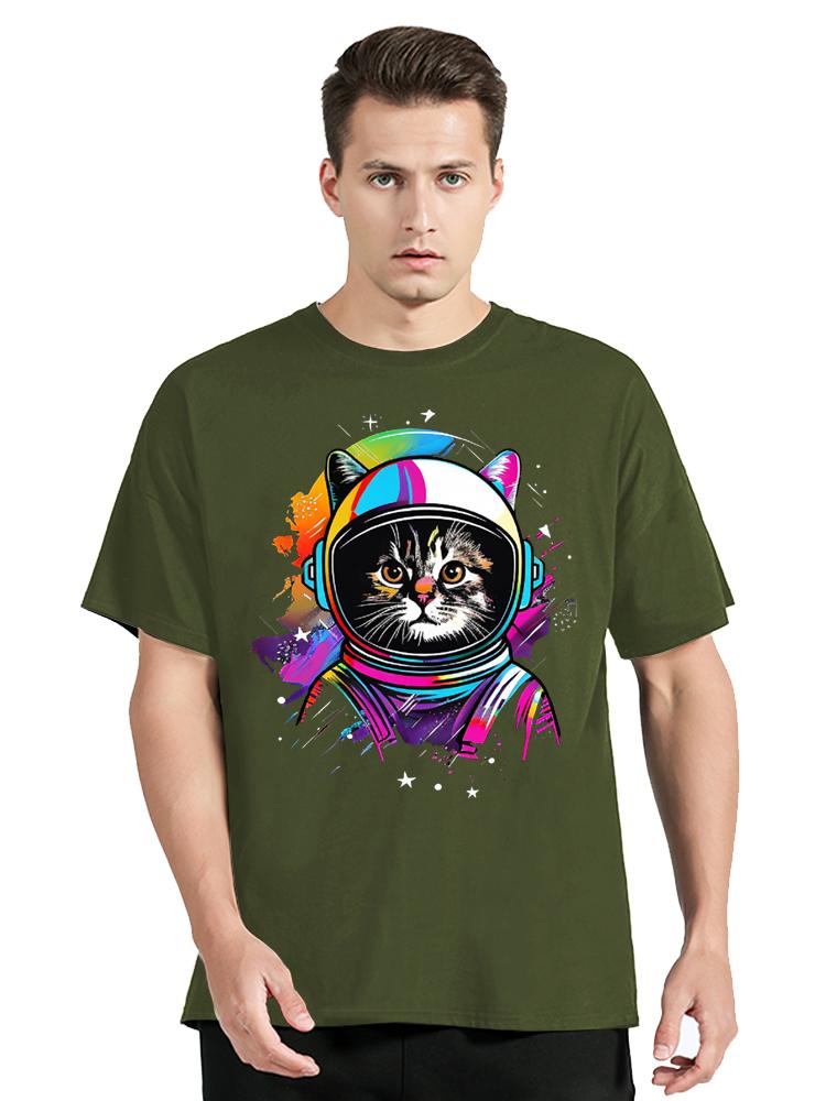 Lustiges Geschenk Weltraum Purrsuit of Cat Abenteuer T-Shirt Unisex Oberteile Tees Fitness T-Shirt Streetwear Grafik Übergroße Kleidung