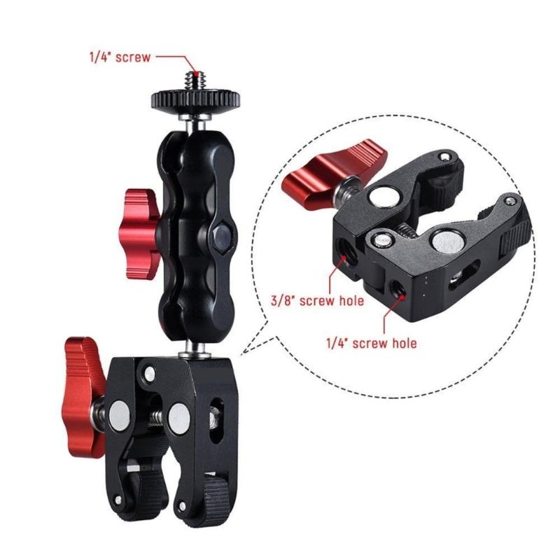 Aluminum Camera Clamp Mount Arm For Cameras with 1/4 And 3/8 Threaded Holes Multiple Function