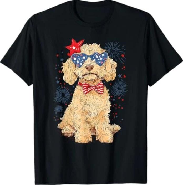 Goldendoodle 4th of July Patriotic Golden Doodle Dog Women T-Shirt M