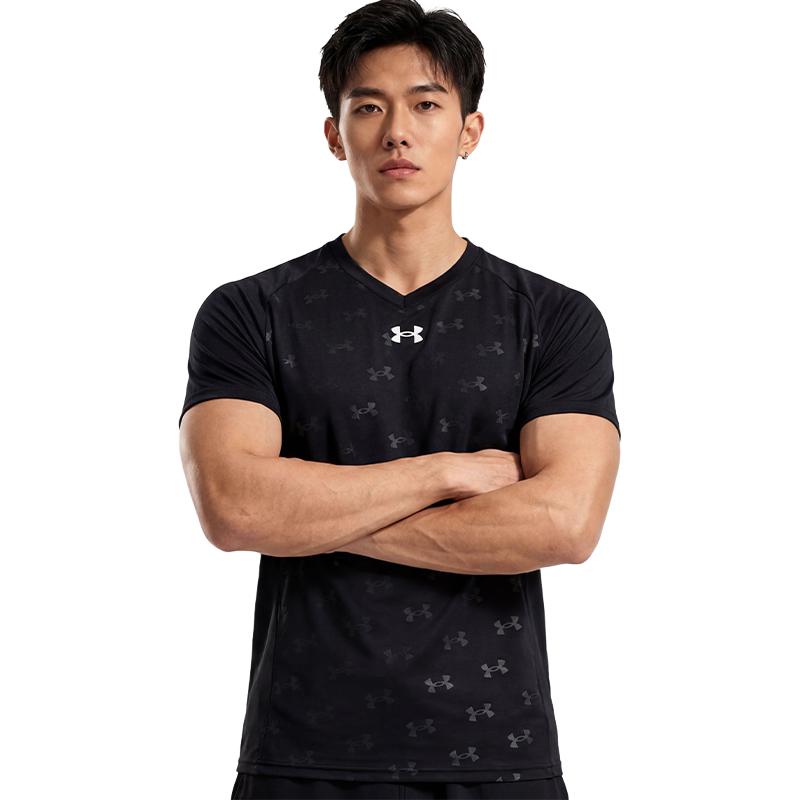 Under Armour Κοντομάνικη Αθλητική Προπόνηση Τρέξιμο Γρήγορη Στεγνότητα Άνετη Γραμμή Μπλουζάκι με Εκτύπωση Unisex Τοπ Μαύρο 21500531-001