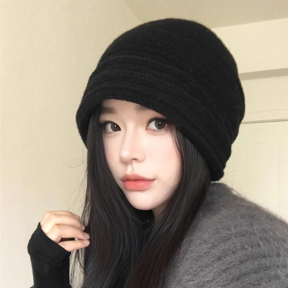 Women's Autumn & Winter Knitted Beanie - Korean Style, Versatile, Warm Wool, Fashionable Cold-Weather Hat