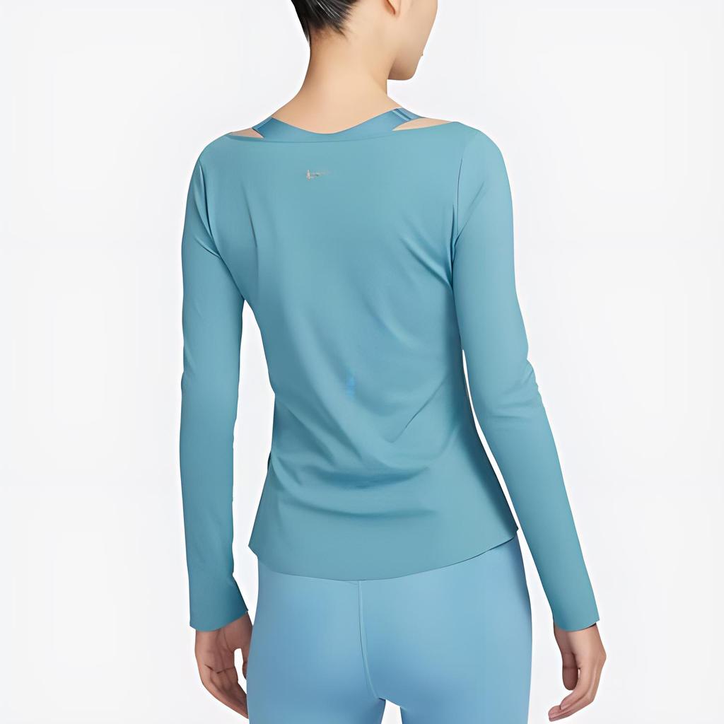 Nike Long Sleeve Casual Solid T-Shirt Women Tops Blue DQ6035-440