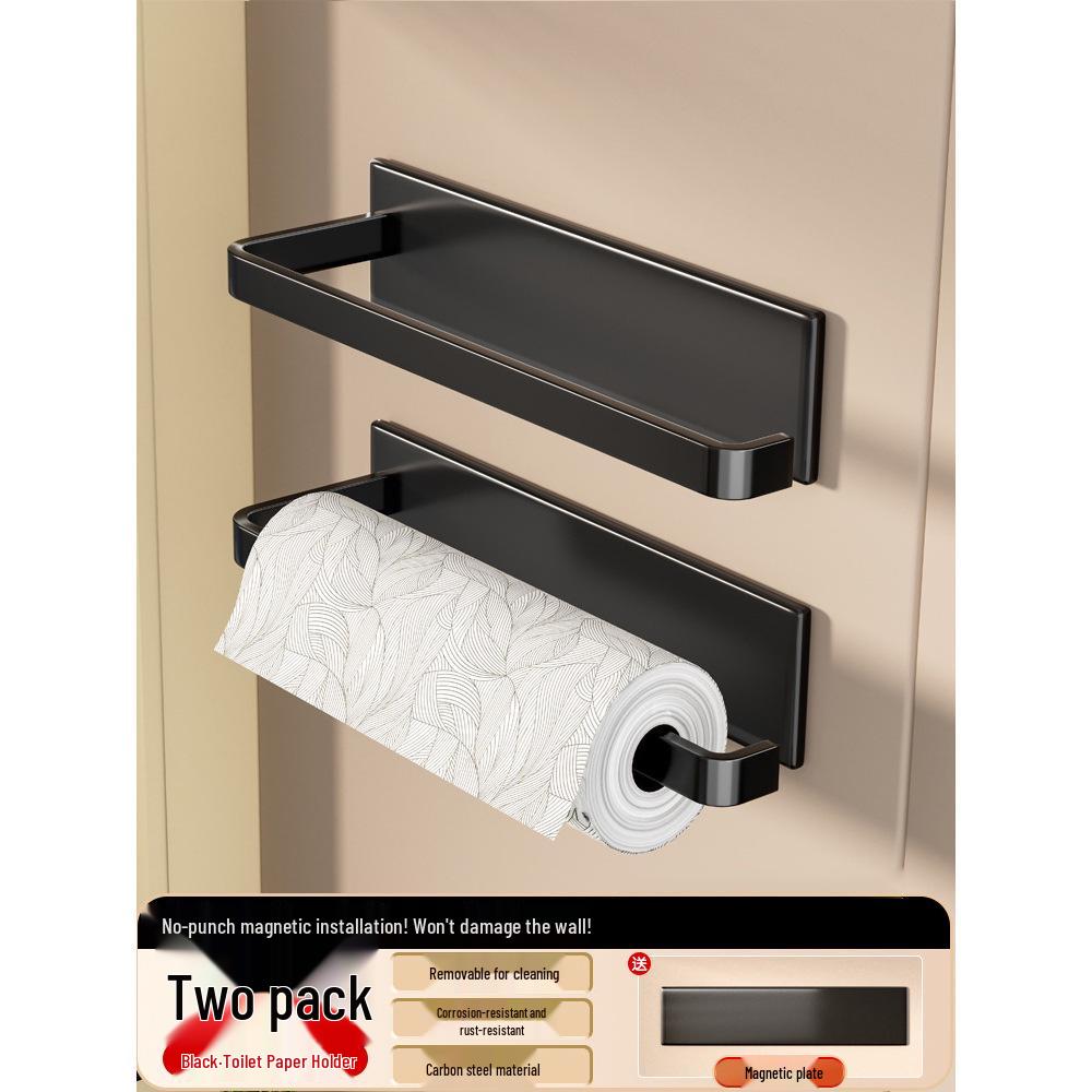 Magnetic Wall-Mounted Kitchen Organizer: Holds Paper Towels, Wraps, and Trash Bags.