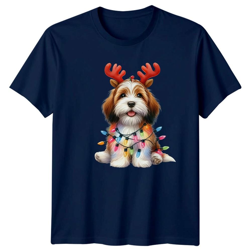 Christmas Dog Reindeer Antlers Lights Holiday Unisexs TShirt Unisexs Graphic Tee B