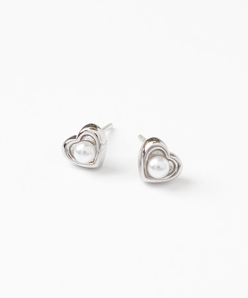 Noonoo Fingers [Silverpost] Baby Heart Pearl Earrings