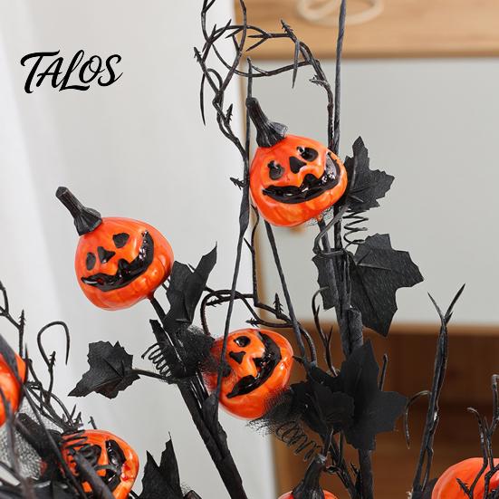 Fake Pumpkin with Black Branches Artificial Stems, Halloween Branch Maple Leaves, Bouquet Flowers Gothic Floral Arrangement for Vase, Indoor