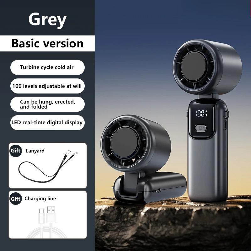 Refrigeration Handheld Electric Fan Portable Desktop and Outdoor USB Digital Display High-speed Fan Folding Neck Hanging