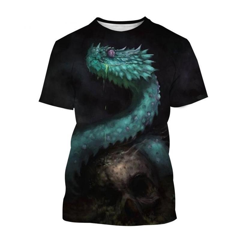 3D Printed Snake Flower T-Shirt For Kids Cool Animal Pattern Tees Summer Street Short Sleeve Tops Boys Girl T Shirts