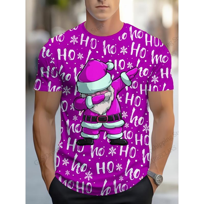 Fashion Mens Womens Christmas 3D Santa Claus Short Sleeve T-shirt Snowflake Xmas Party Tops Tees Men Clothing Men Women Tops New