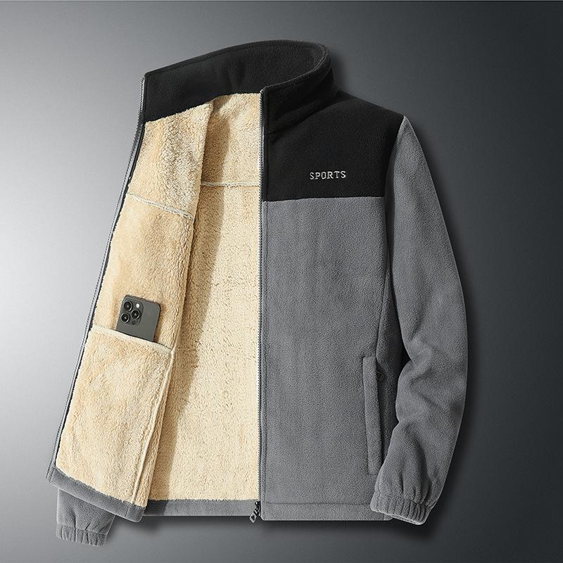 

Winter Mens Fleece Warm Jackets Casual Man Thicken Windbreaker Coats Men Sports Soft Shell Stand Collar Jackets 7XL сірий