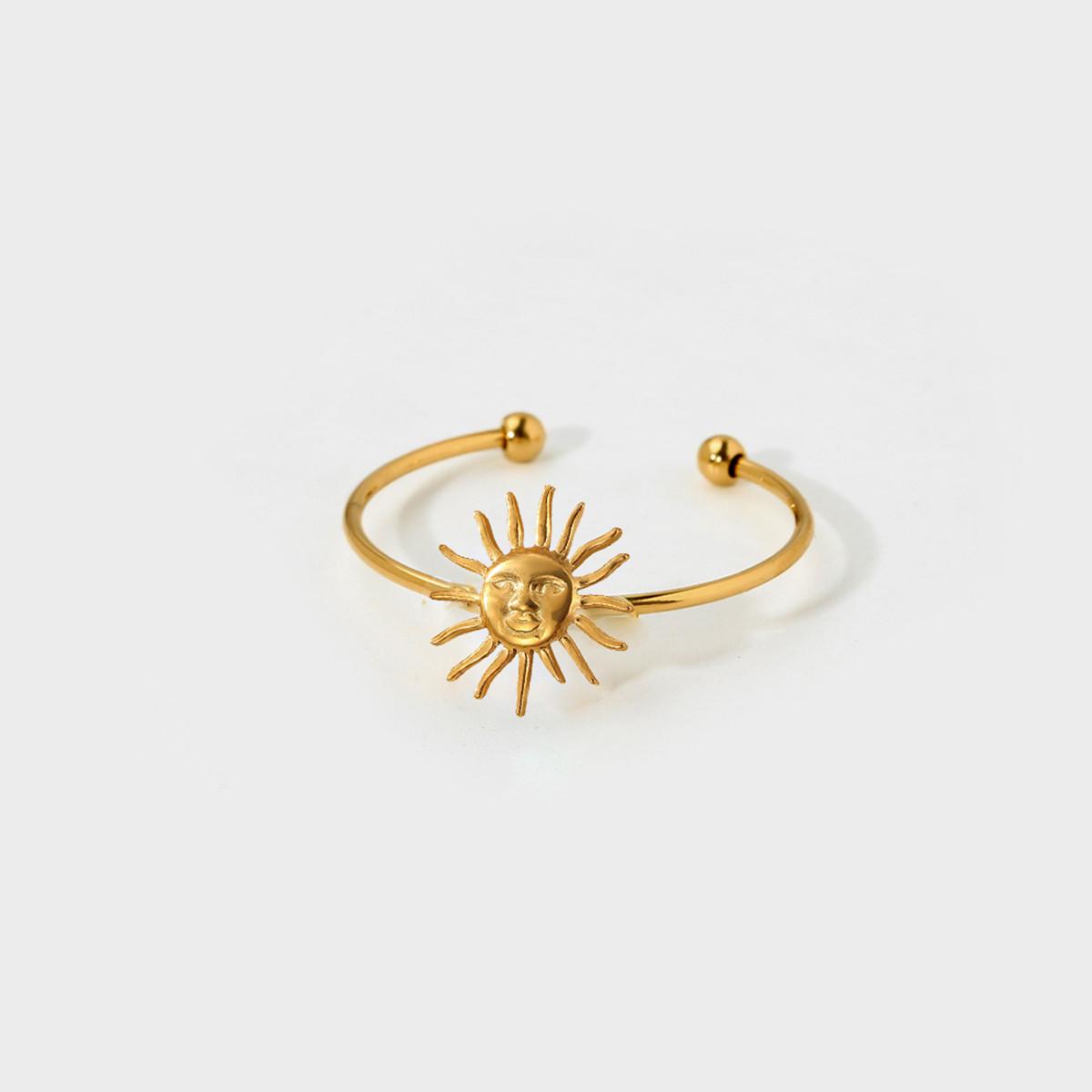 Minimalist Adjustable Titanium Steel Sun Ring for Women - Simple, Versatile, Colorfast Design золотой
