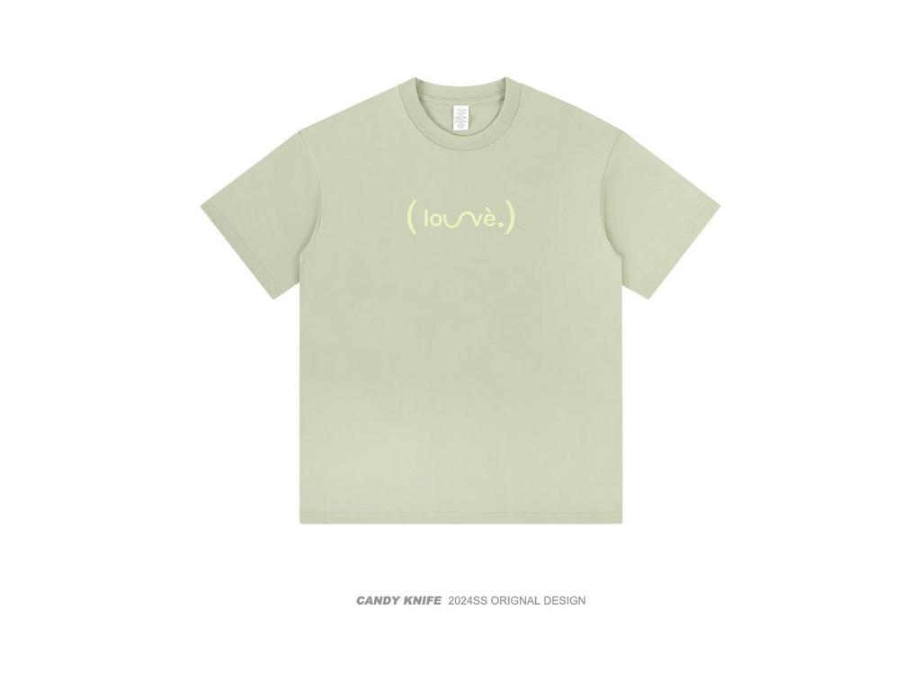 Unisex 2024 Summer All-Cotton Loose Fit Dopamine Print Short-Sleeve T-Shirt