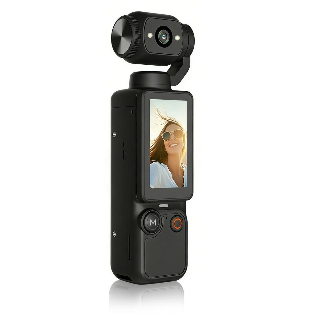 2.5K Handheld Action Camera & Fill Light Pocket Camera For Vlogging & Motorcycle AF Focusing With Built-In Fill Light 180° Rotating Lens
