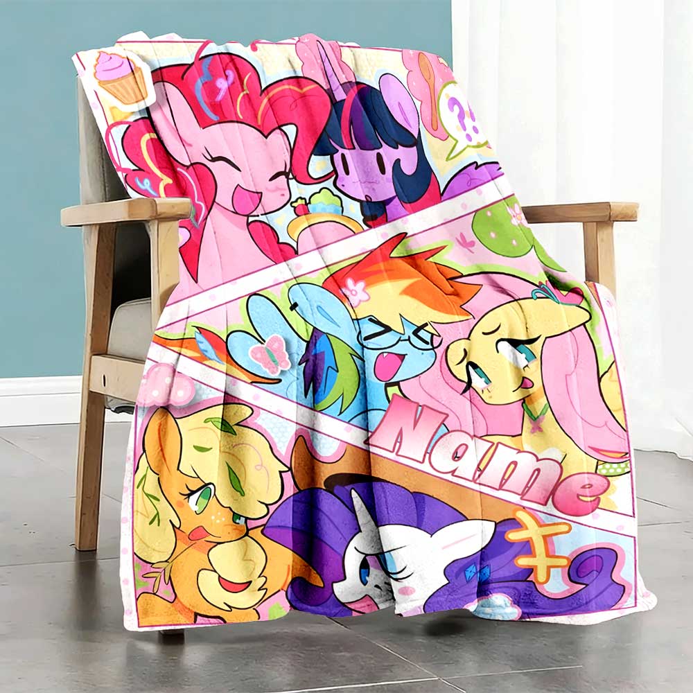 Little Pony (13) Personalized Name Blanket Gift Personalized Blanket Warmthful Decor for Picnics Couch Chair Living Room Ideal for All Seasons