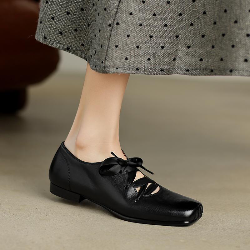 Mode 2025 Neue Frühling Damen Pumps Schuhe für Damen Eckige Zehenpartie Blockabsatzschuhe Niedriger Absatz Echtleder Slipper Retro Damen Pantoletten