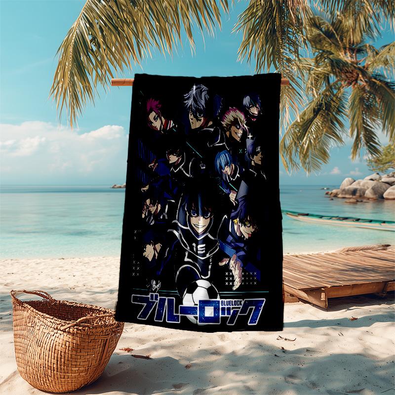 1pc Blue Lock Team Spirit Cartoon Quick Dry Microfiber Bath Towel for Swimming Surfing Camping Unisex Holiday. SJT72015