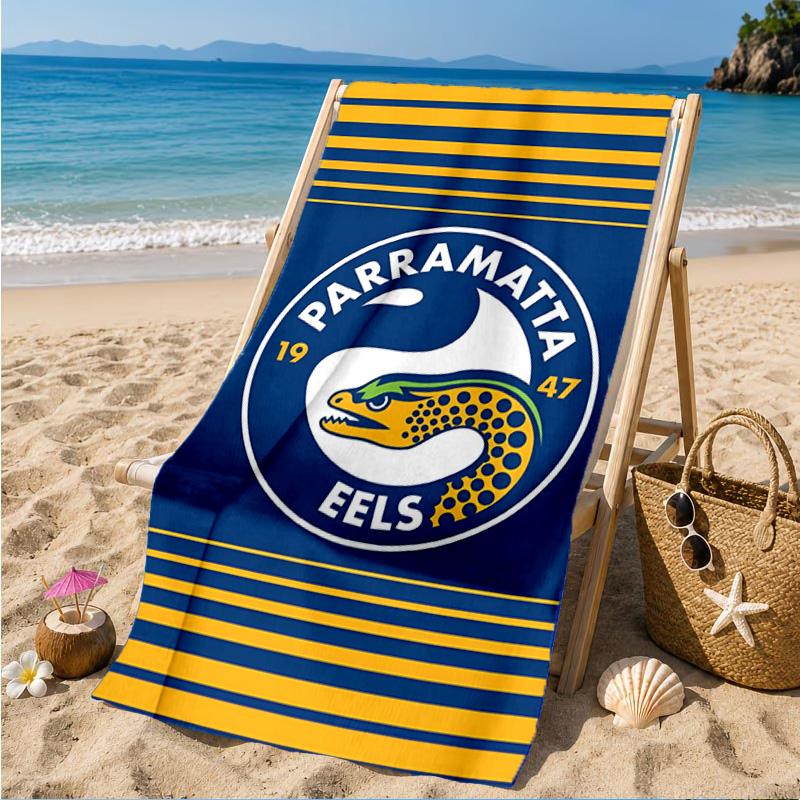 Parramatta Eels Team Crest Beach Towel, Quick-drying, Easy To Care For, Suitable for Both Fitness and Beach Vacations,Sports Essential