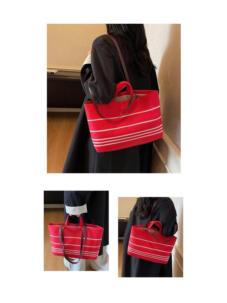 Women's Striped Canvas Shoulder Bag - 2025 Fashion Style, Original Design, Casual Crossbody Handbag