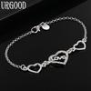 925 Sterling Silver Heart Bracelet Gift Wedding Fashion Jewelry