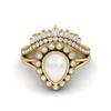925 Sterling Silver Gold Vermeil 1.99 Cts Pear Shape Pearl Solitaire Tiara Crown Women Wedding Ring
