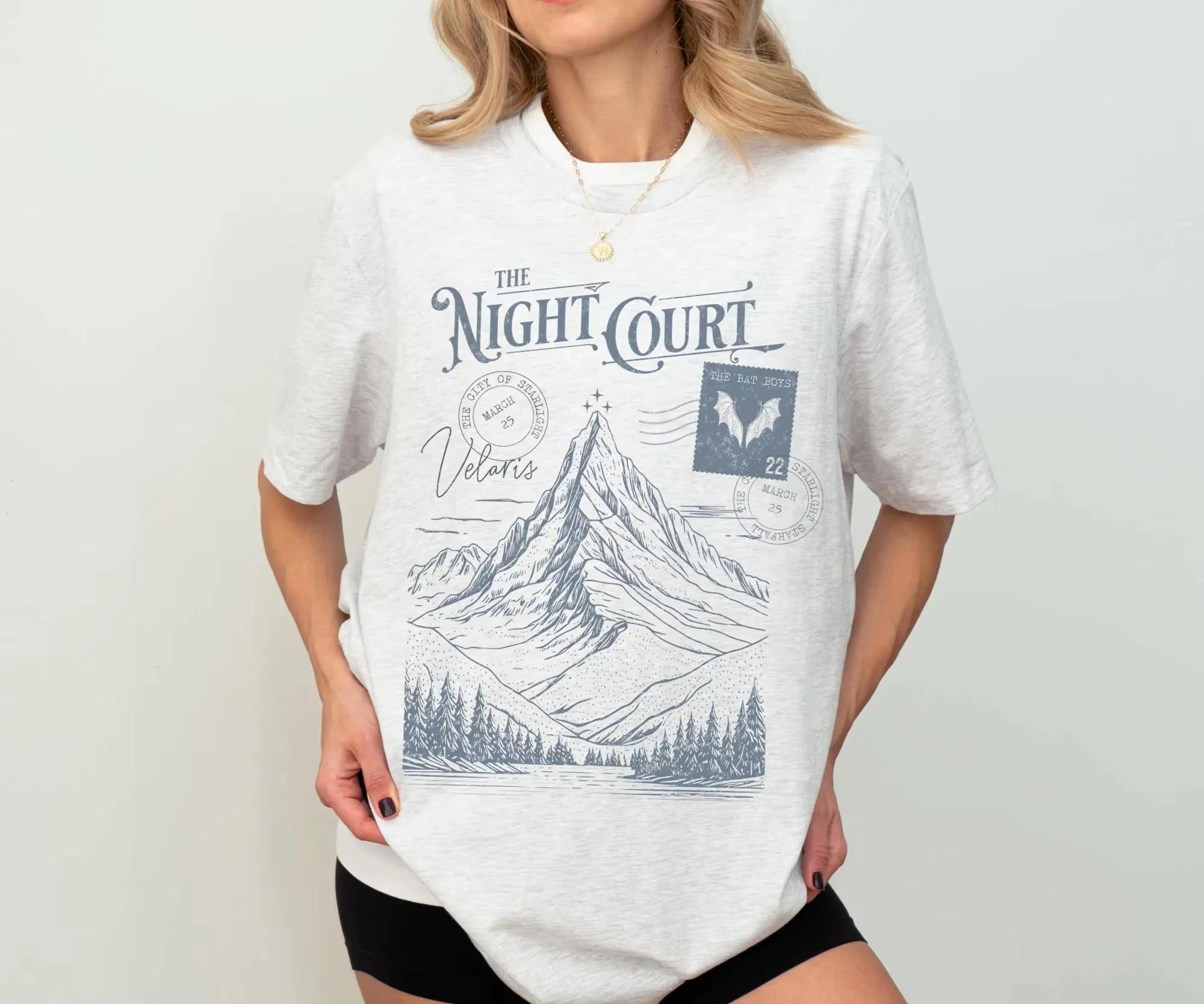 The Night Court Postcard Shirt Licensed Velaris Shirt ACOTAR Merch ACOMAF Bookish Merch Sarah J Maas aesthetic graphic t shirts S
