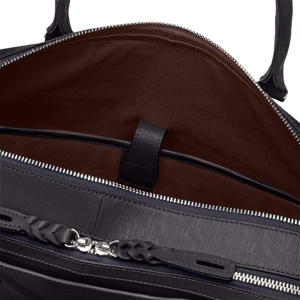 P.I.D. 2-Way, 2-Layer Leather Briefcase PAY102 with Shoulder Strap, Water Grain Contour