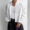 2026 Spring and Autumn New Men's Long-Sleeve Striped Shirt, Loose Short Base Shirt