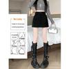 Coffee Suede A-Line High Waist Thickened Short Skirt - Plus Size Women's Hip-Hugging Slim Fit for Spring and Autumn