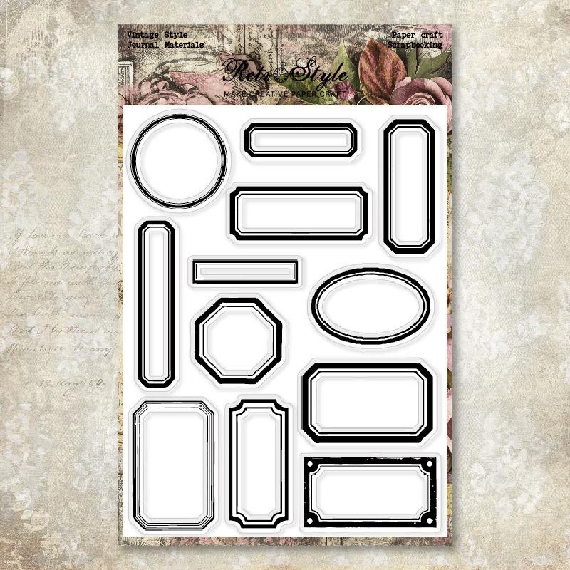 1SET hand account transparent silicone seal retro background basic seal DIY decorative hand account rubber stamp mushroom manuscript paper