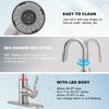 LED Kitchen Faucets Solid Brass Stainless Steel Single Handle Kitchen Basin Faucets Deck Mounted Hot&Cold Water Mix Tap 866069
