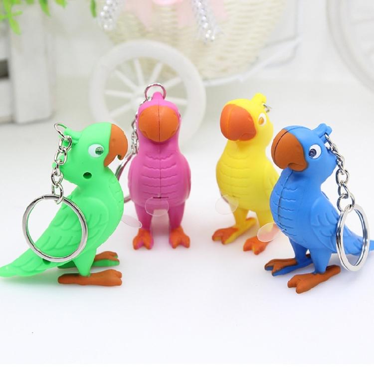 LED Illuminated Parrot Keychain With Animal Sound Effects And Compact Design Unique Key Rings Accessory