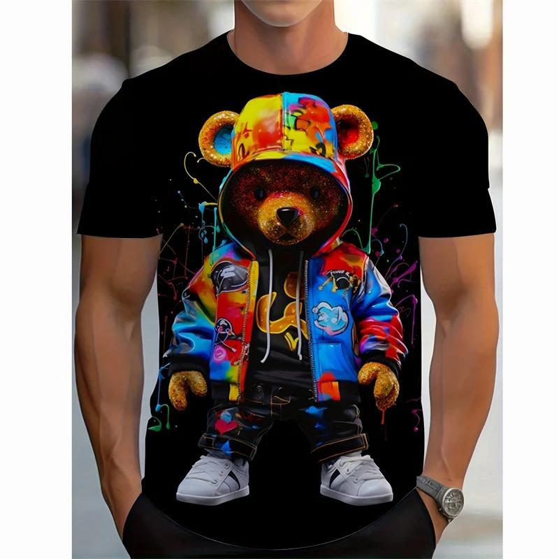 Tricou Grafic Urși Desen Animat Pentru Bărbați Copii Tricouri Animal Drăguț Imprimate 3D Modă de Vară Mânecă Scurtă Gât Rotund Tricouri Y2K
