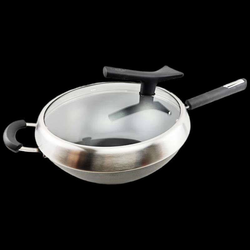 SUPOR 34 см Чугунная сковорода-вок без покрытия для жарки стир-фрай