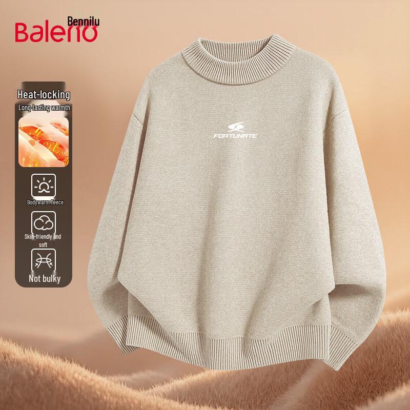 Baleno Men s Fleece-Lined Semi-High Collar Knit Sweater L
