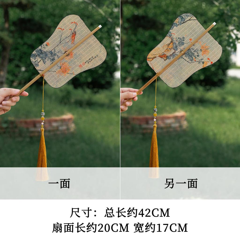 Vintage Folding Bamboo Fan Handmade Non Heritage Song Style Tassel Waist Fan Portable Dance Fan