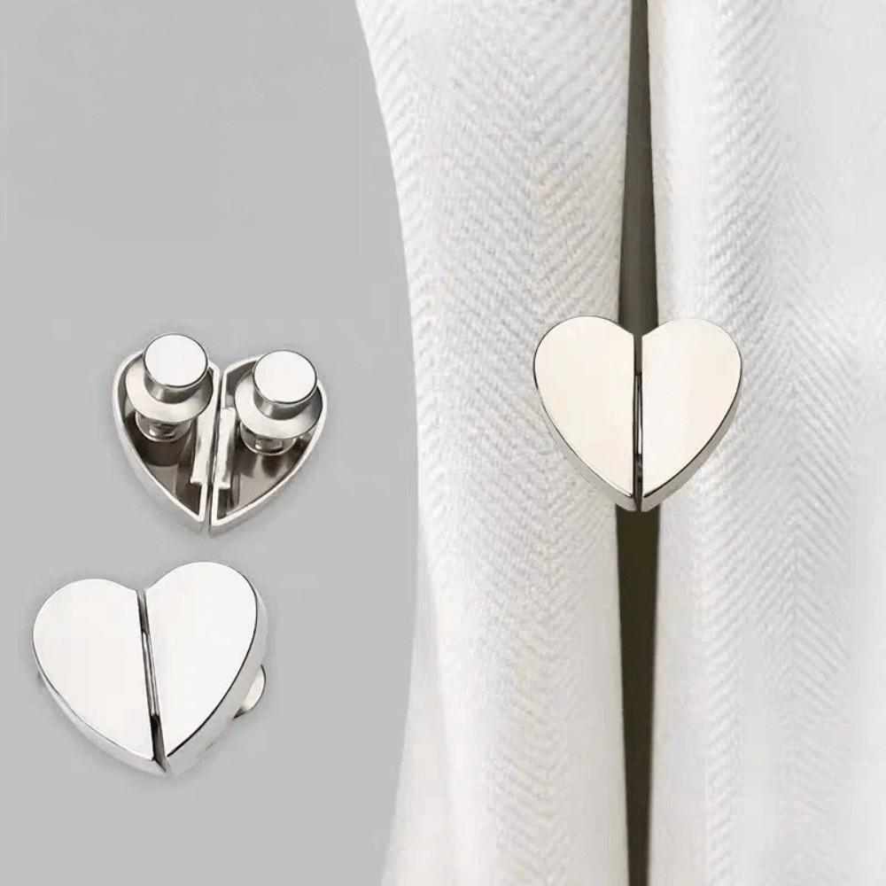 8PCS Heart-Shaped Magnetic Curtain Buckle Anti-Slip Detachable Snap Hooks Hotel Privacy Protection