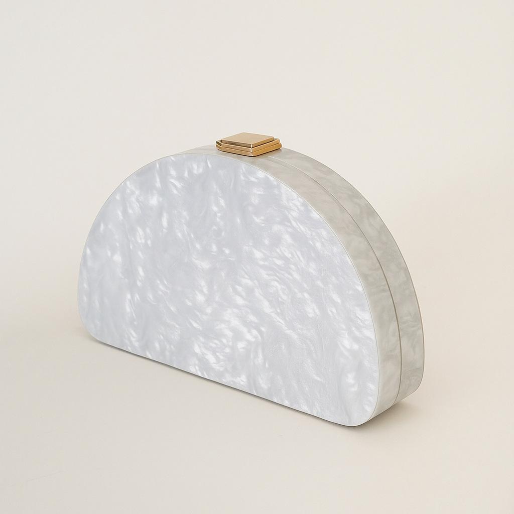 

Women S One Shoulder Crossbody Bag Semi-Circular Acrylic Bag Stylish Wedding Dinner Clutch