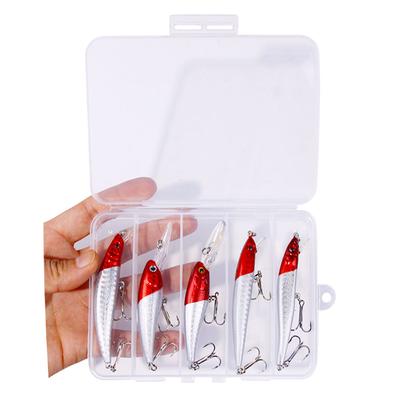 5Pcs/box Red Head Crankbait Minnow Fishing Lure Set Artificial Bait Fishing Wobblers Swimming Carp Fishing Tackle