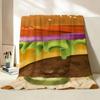 Food H Hamburger P Pizza Throw Flannel Throw Blanket Suitable for Sofa Living Room Bedroom