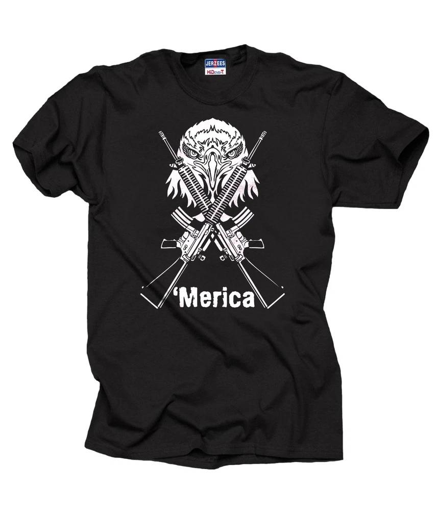 Merica USA Freedom Eagle Crossed Guns Cool Patriotic Tshirt Tee Shirt M