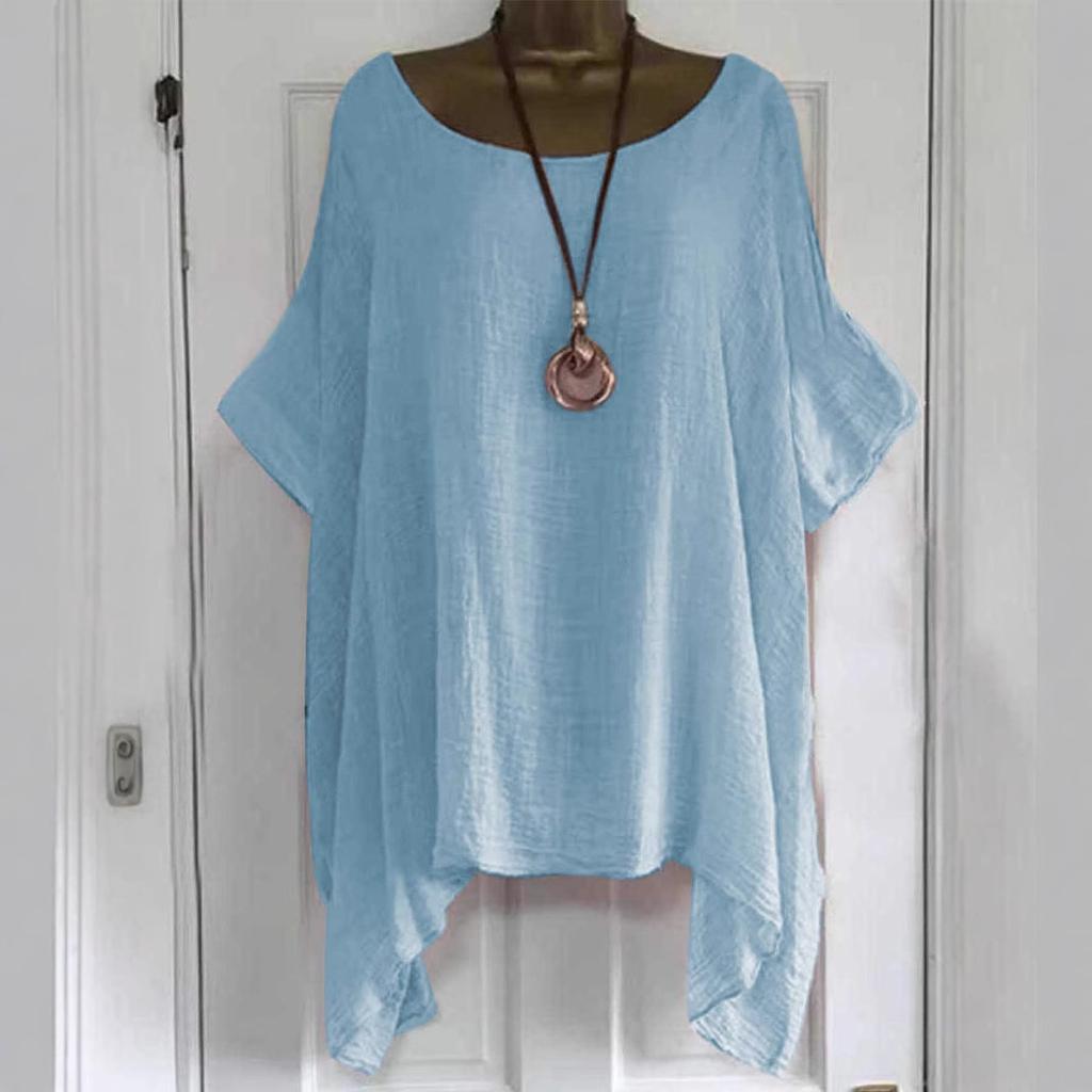 2025 Damska Letnia Nowa Moda Jednolity Kolor Nieregularny Damski T-shirt z Krótkim Rękawem