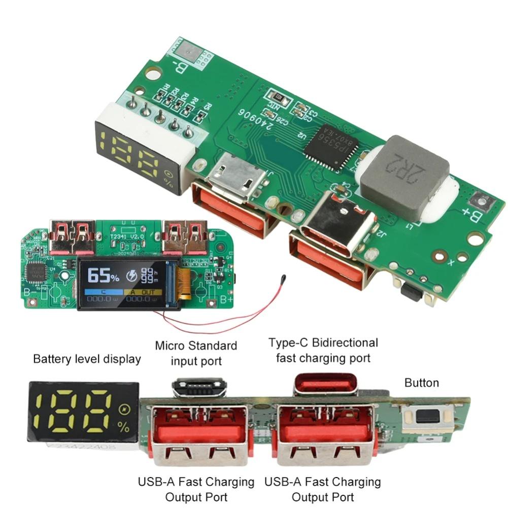 Schnelllade-Modul 22,5W mit Digitalanzeige für DIY Powerbank Kompatibel mit PD QC VOOC Protokollen Mehrere Anschlüsse