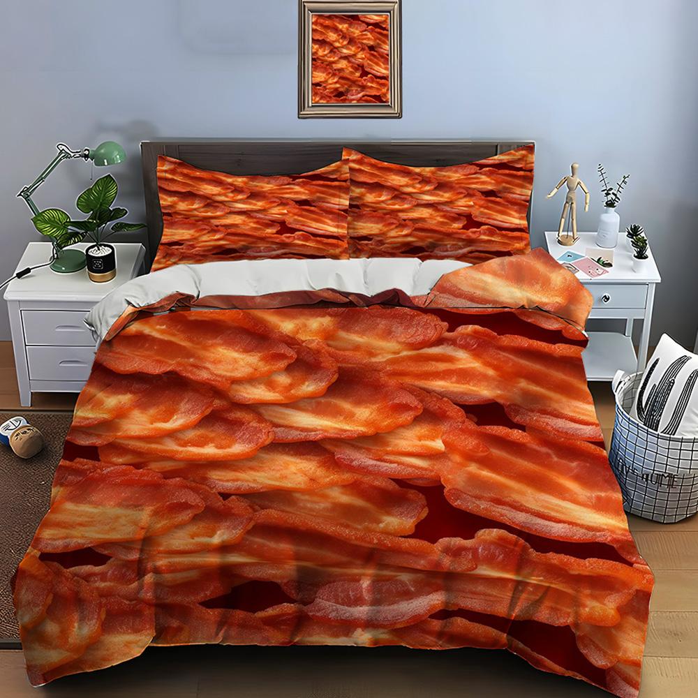 

Comforter Hd Meat Bacon Food Print Bedding Set 1 2 S Adult And Children Bedding Set Luxury For Gifts Comforter (quilt)-EU Single(135*200cm)3pcs